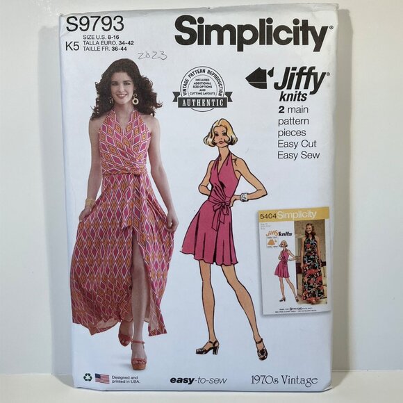 Simplicity S9793 1970s Vintage Reprint Halter Wrap Dress Sewing Pattern Sz 8-16 - Picture 3 of 7